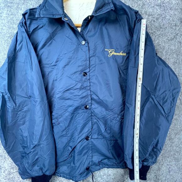 Vintage West Wind Windbreaker Jacket L Blue Logo The Greenbrier Snap Front 80s - Picture 5 of 6